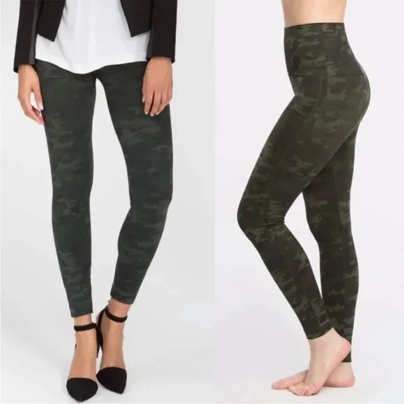 Spanx Women's Look at Me Now Seamless Leggings Camo Print Sz. Large 25" Inseam - Picture 11 of 14